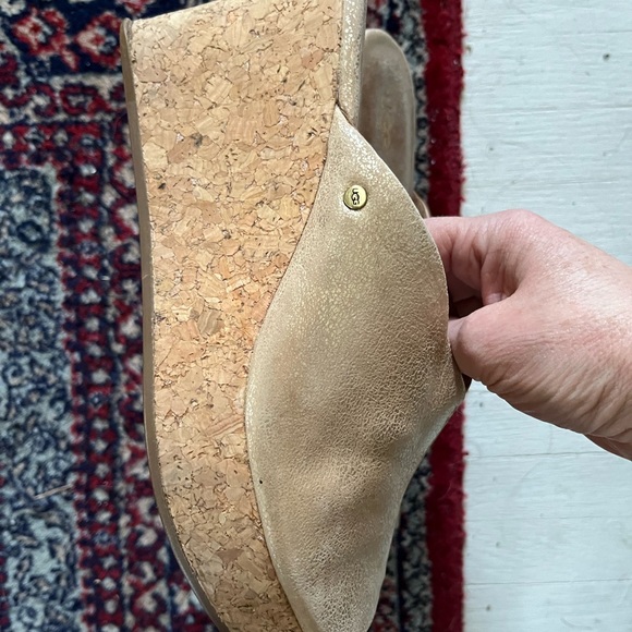 Ugg gold vintage leather mule wedge, worse once. - Picture 2 of 4